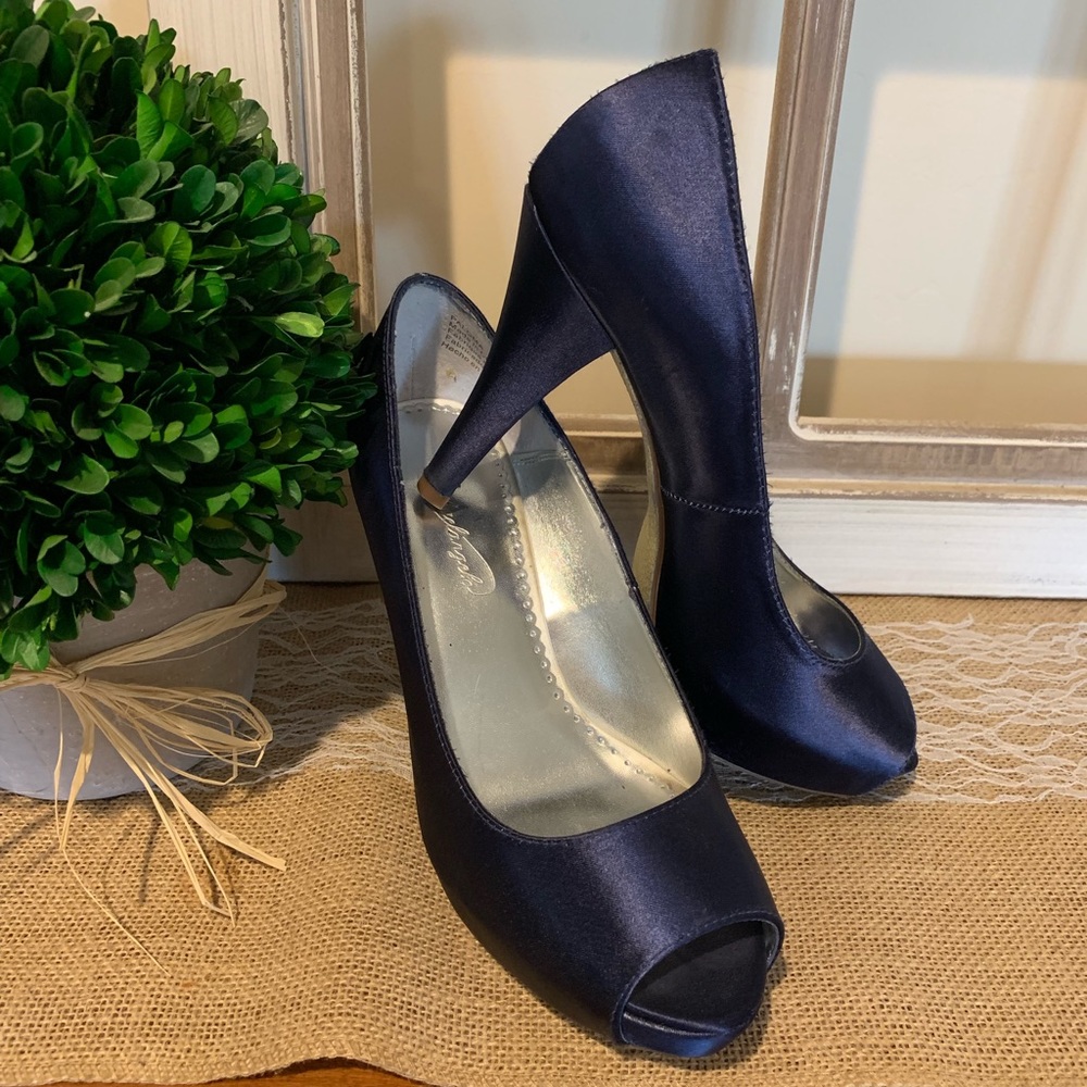 Navy Peep Toe Heels